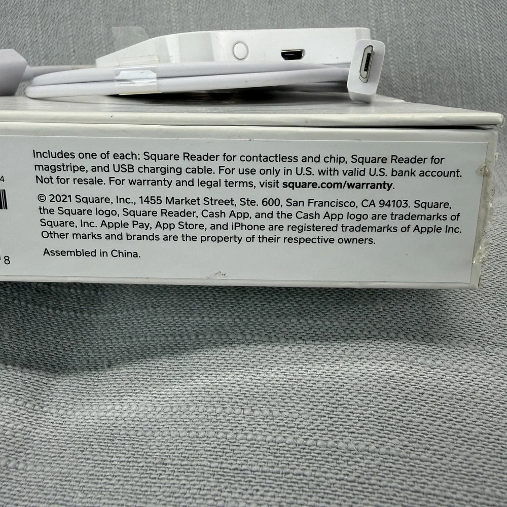 Square Reader Contactless Chip Card Reader White w USB Cable Box‎ A-SKU-0485